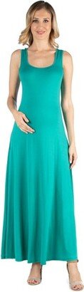 24seven Comfort Apparel A Line Maxi Masternity Dress-Jade-XL