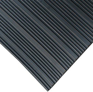 Rubber-Cal Composite-Rib Corrugated Rubber Floor Mats - 1/8 in x 4 ft x 4 ft Black Rubber Roll