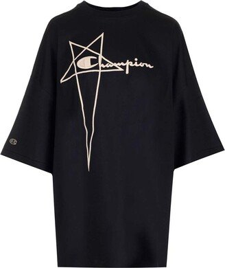 X Champion Logo-Embroidered Crewneck T-Shirt-AA