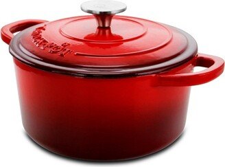 Crock-pot Artisan 3 Quart Enameled Cast Iron Casserole with Lid in Gradient Red