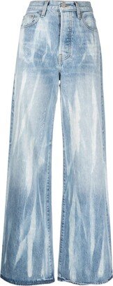 Wide-Leg Washed Jeans