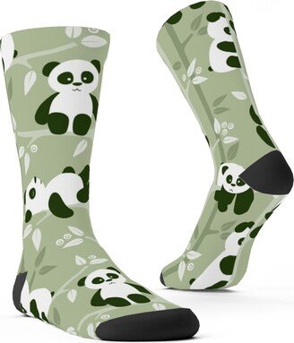 Socks: Pandas And Bamboo Custom Socks, Green