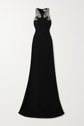 Crystal-embellished Crepe Gown - Black