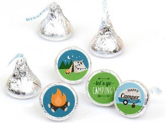 Big Dot of Happiness Happy Camper - Camping Baby Shower or Birthday Party Round Candy Sticker Favors - Labels Fits Chocolate Candy (1 sheet of 108)