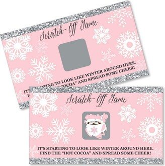 Big Dot of Happiness Pink Winter Wonderland - Holiday Snowflake Birthday Party and Baby Shower Game Scratch Off Cards - 22 Count