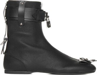 Padlock Round Toe Ankle Boots