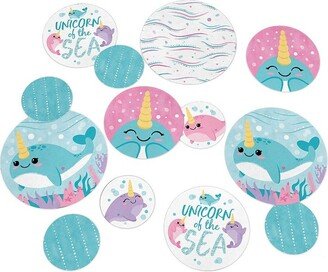 Big Dot of Happiness Narwhal Girl - Under The Sea Baby Shower or Birthday Party Giant Circle Confetti - Party Decorations - Large Confetti 27 Count