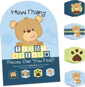 Big Dot of Happiness Baby Boy Teddy Bear - Baby Shower Scavenger Hunt - 1 Stand and 48 Game Pieces - Hide and Find Game