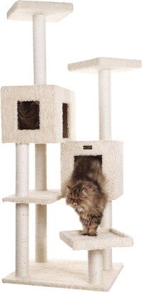 Multi-Level Real Wood Cat Tree With Two Spacious Condos