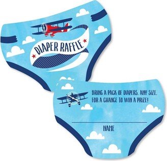 Big Dot of Happiness Taking Flight - Airplane - Diaper Shaped Raffle Ticket Inserts - Vintage Plane Baby Shower - Diaper Raffle Game - Set of 24