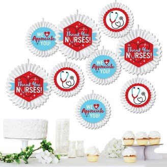 Big Dot of Happiness Thank You Nurses - Hanging Nurse Appreciation Week Tissue Decoration Kit - Paper Fans - Set of 9