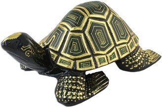 Handmade Regal Turtle Wood Sculpture