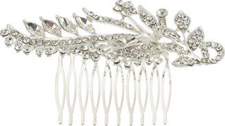 Unique Bargains Women's Rhinestone Hair Bride Wedding Comb 1 Pc Silver Tone 4.13