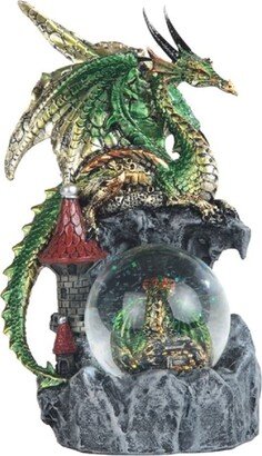 Q-Max 8H Green Dragon on Castle with Snow Globe Statue Fantasy Decoration Figurine