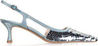 Sequin Embellished Slingback Pumps