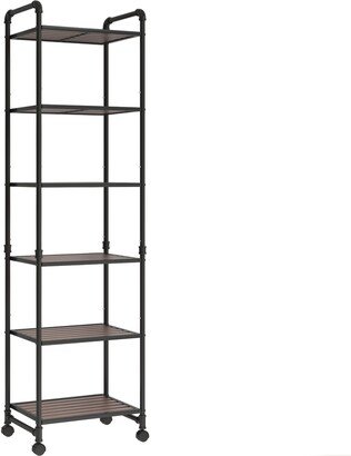 CoolArea 6 Tier Corner Shelf Plant Rack, Storage Stand with Locking Wheels - N/A