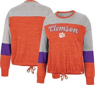 Women's Orange Clemson Tigers Joanna Tie Front Long Sleeve T-shirt