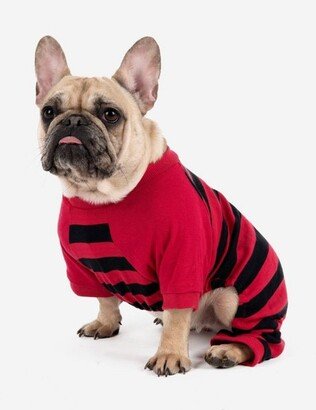 Leveret Dog Stripes One Piece Pajamas - Red/Black X Small