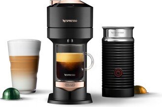 Vertuo Next Premium Coffee and Espresso Maker by DeLonghi, Black Rose Gold with Aeroccino Milk Frother