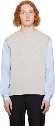 Gray & Blue Paneled Long Sleeve T-Shirt