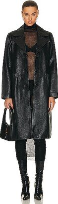 Bay Leather Coat in Black