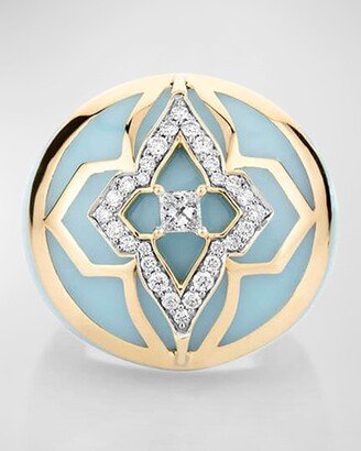 Farah Khan Atelier 18K Yellow Gold Riva Blue Jodhpur Globetrotter Ring, Size 6.5