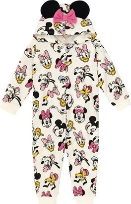 Mickey Mouse Goofy Donald Duck Toddler Boy Girl Fleece Zip Up Coverall White 3T