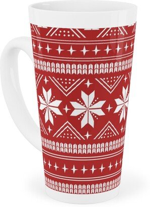 Mugs: Nordic Sweater - Red Tall Latte Mug, 17Oz, Red