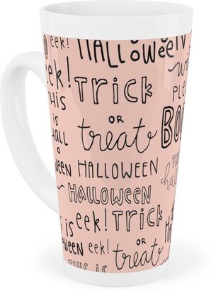 Mugs: Halloween Words - Black Tall Latte Mug, 17Oz, Pink