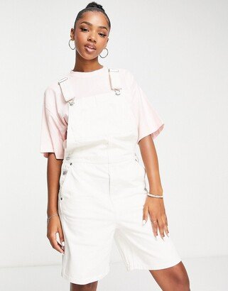 dusty longline overalls in vintage white