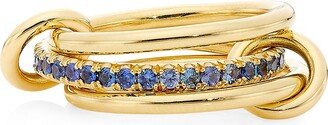 18K Yellow Gold & Blue Sapphire Three-Link Ring