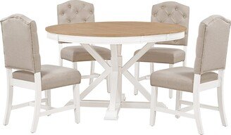 GREATPLANINC Dining Table Set with 4 Chairs & Butterfly Leaf Kitchen Table Set