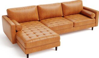 105'' Air Leather L-Shaped Sectional Sofa w/ Chaise Lounge & 2 - 105'' x 64.5'' x 33.5''