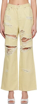 lesugiatelier Yellow Distressed Jeans