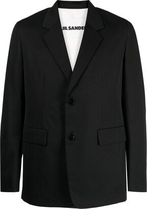 Single-Breasted Wool Blazer-CM