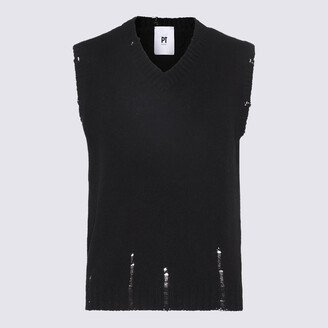 Pt Torino Black Cotton Stretch Vest