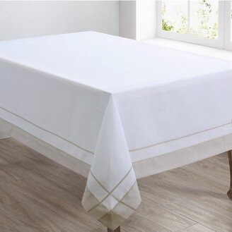 Saro Lifestyle Everyday Tablecloth With Banded Border Design, Natural,