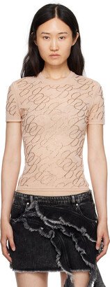 Beige Crystal-Cut T-Shirt