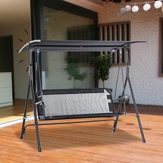 Patio Swing Chair with Canopy, Seats 2 Adults Loveseat Bench with Adjustable Tilt Canopy, Armrests, A-Frame Steel