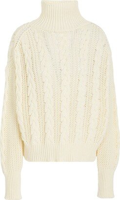 Organic Cotton High-neck Cable Knit Sweater Turtleneck Cream