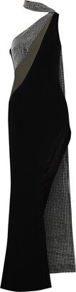 Scarf-effect Embellished Panelled Gown