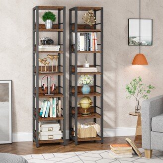 Set of 2pcs 75 Inch Tall Narrow Corner Shelves, 6-Tier Etagere Bookcase Storage Rack Bookshelves for Home Office