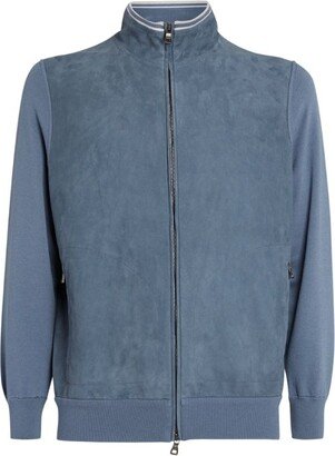 Fioroni Cashmere Suede-Cashmere-Blend Bomber Jacket