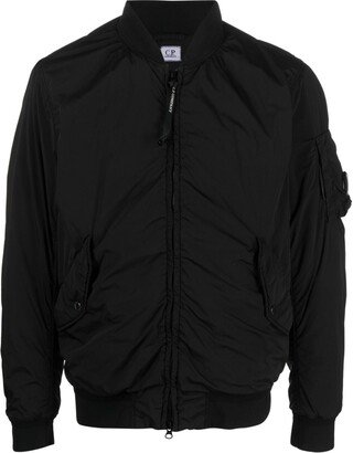 Lens-detail zip-up bomber jacket