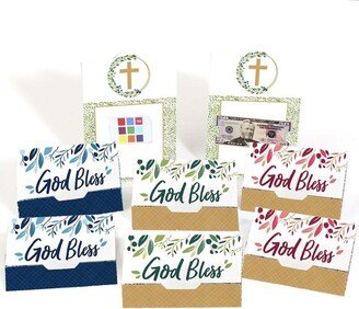 Big Dot of Happiness Elegant Cross - Assorted Religious Party Money and Gift Card Holders - Set of 8