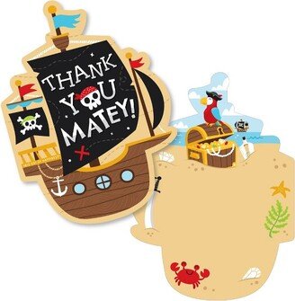 Big Dot of Happiness Pirate Ship Adventures - Shaped Thank You Cards - Skull Birthday Party Thank You Note Cards with Envelopes - Set of 12