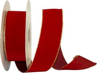 Red And Gold Velvet Wired Ribbon