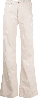 Paint-Splatter Flared Trousers