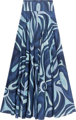 Marmo-print cotton maxi skirt-AA