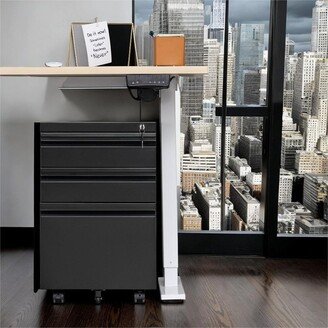 IGEMAN Mobile Metal File Cabinet with Lock, 3 Drawer and 5 Casters for Legal or Letter, Black